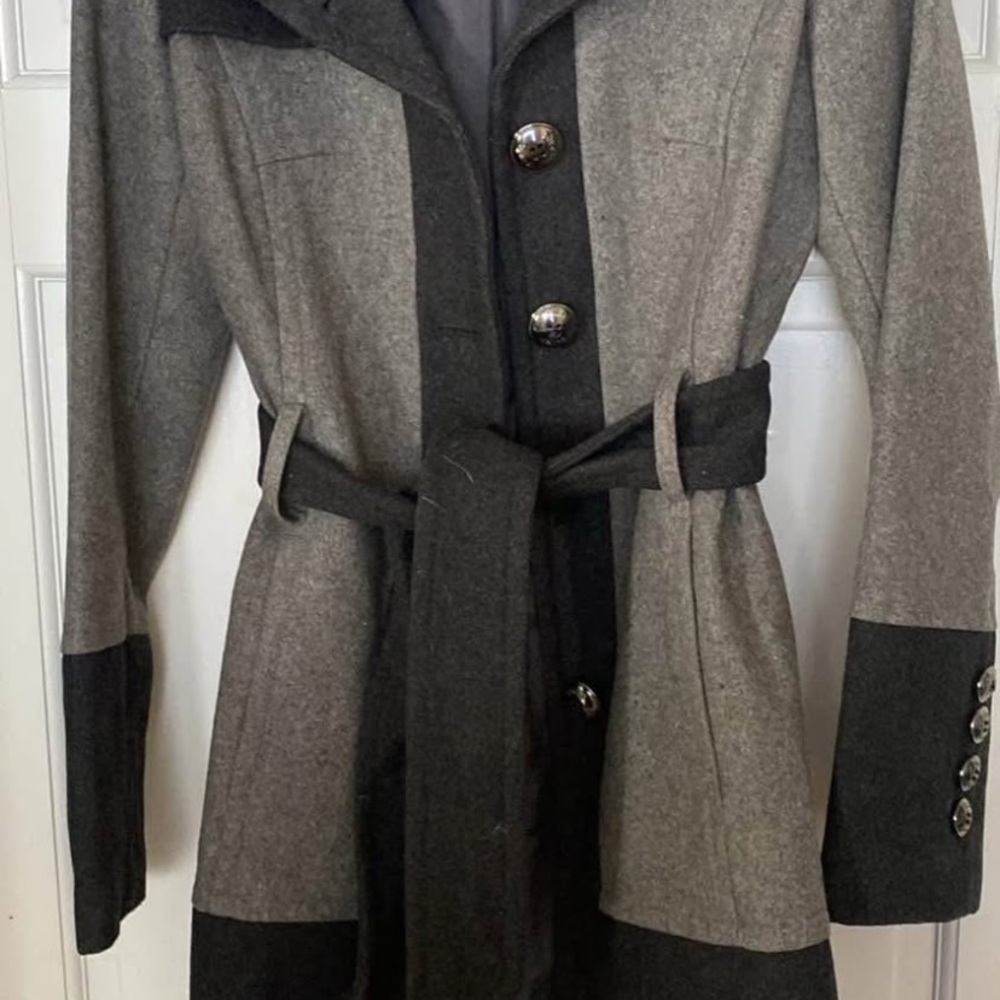 Black Rivet Two-Tone Gray Trench Coat